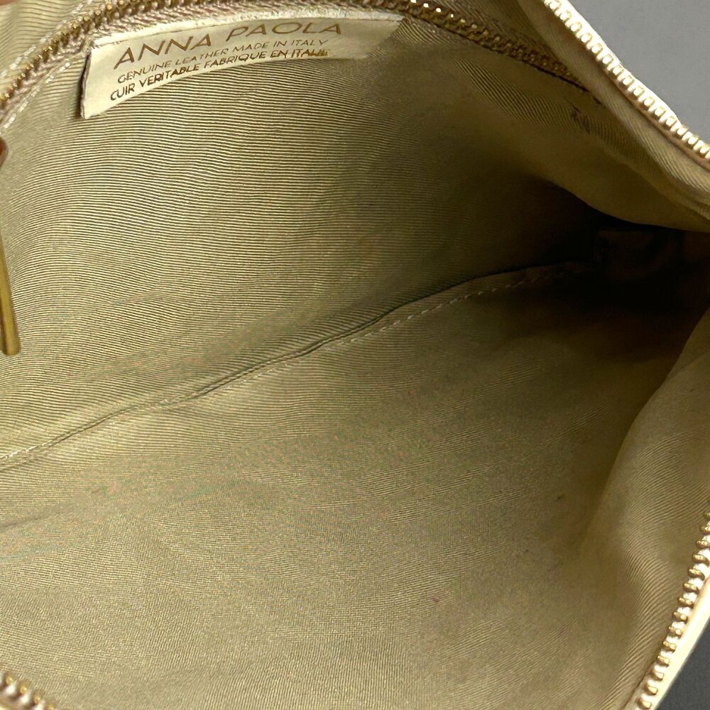 Anna Paola Italian Leather Woven Crossbody Purse Cream 11 X 7.5 - Picture 12 of 15
